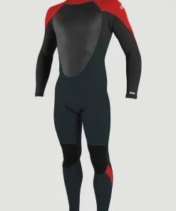 ONEILL YOUTH EPIC 4/3 BACK ZIP FULL WETSUIT GRAPHITE/SMOKE/RED/RED
