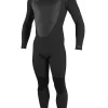 ONEILL MENS EPIC 4/3 ZIP FULL WETSUIT - BLACK/BLACK