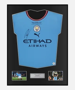 Framed Rodri Signed Manchester City Shirt 2023 CL Final [Classic]