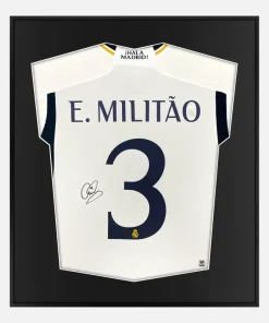 Framed Militao Signed Shirt, Real Madrid Home [Lite]