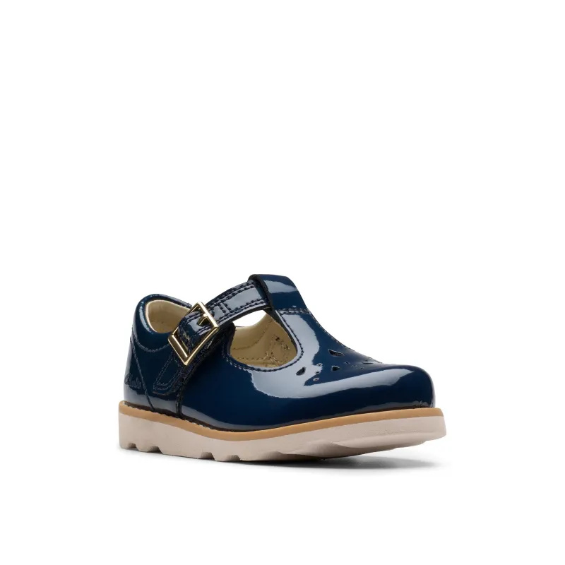 Clarks Crown Print T Navy Patent
