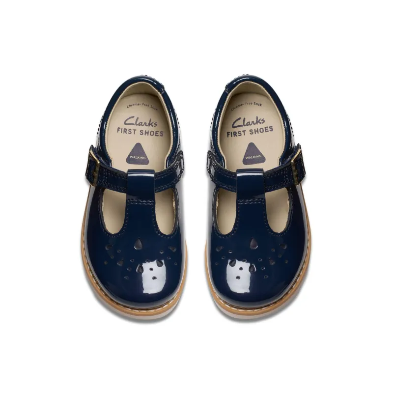 Clarks Crown Print T Navy Patent - Image 3