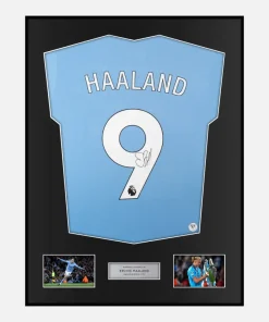 Framed Erling Haaland Signed Manchester City Shirt 2024-25 Home [Classic]