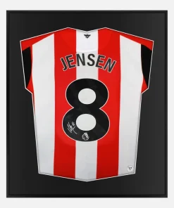 Framed Jensen Signed Shirt, Brentford FC Home [Lite]