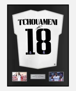 Framed Aurelien Tchouameni Signed Real Madrid Shirt 2022-23 Home [Classic]