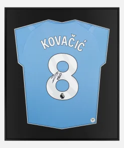 Framed Mateo Kovacic Signed Shirt, Manchester City Home [Lite]
