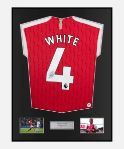 Framed Ben White Signed Arsenal Shirt 2023-24 Home [Classic]