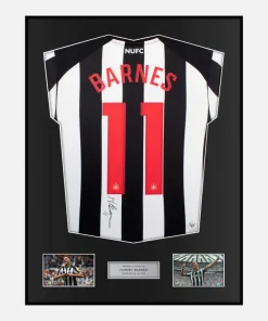 Framed Harvey Barnes Signed Newcastle United Shirt 2023-24 Home [Classic]