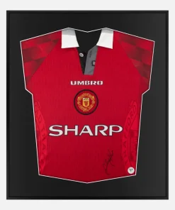 Framed Beckham Signed Shirt, Manchester United Red Home [Lite]