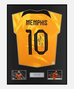 Framed Memphis Depay Signed Netherlands Shirt 2022 World Cup [Classic]
