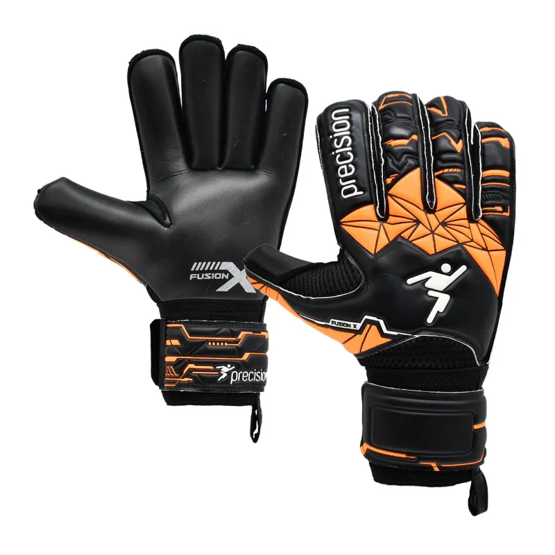 PRECISION FUSION X ROLL FINGER PROTECT GOAL KEEPER GLOVE BLACK/ ORANGE