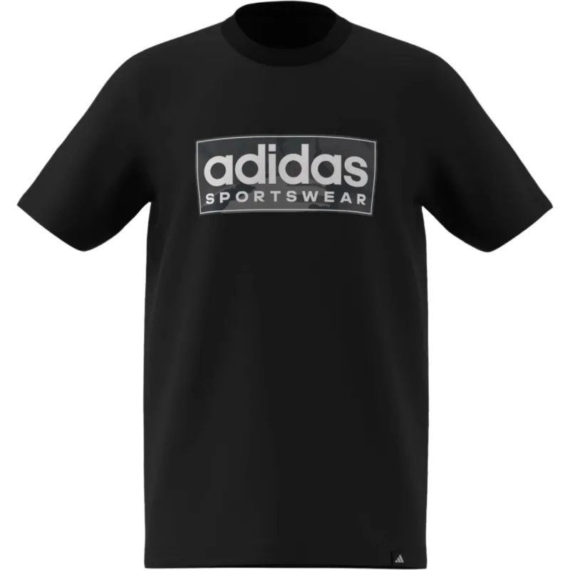Adidas Junior Boys T-Shirt Camo Lin Black