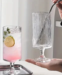 Luxe Stria Footed Glass