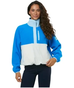 Gym+Coffee Womens Fleece Snap Polar Sky Blue