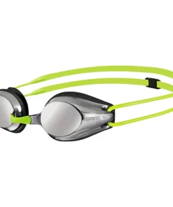 ARENA TRACKS MIRROR JUNIOR SWIMMING GOGGLES SILVER/BLACK/FLUORESCENT YELLOW