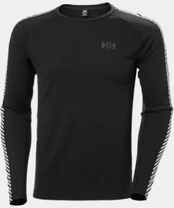 HELLY HANSEN MENS LIFA ACTIVE STRIPE CREW BASE LAYER BLACK