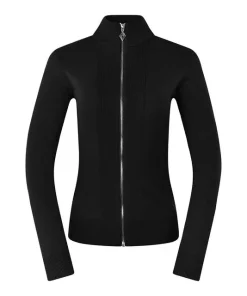 PURE GOLF BLAIR FULL ZIP LINED CARDIGAN BLACK