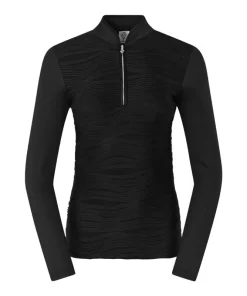 PURE GOLF COVE LONG SLEEVE 1/4 ZIP TOP BLACK