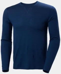 HELLY HANSEN MENS MERINO CREW BASE LAYER OCEAN