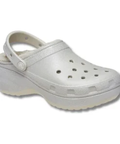 Crocs Womens Sandal Classic Platform Lined Clog Glitter Silver