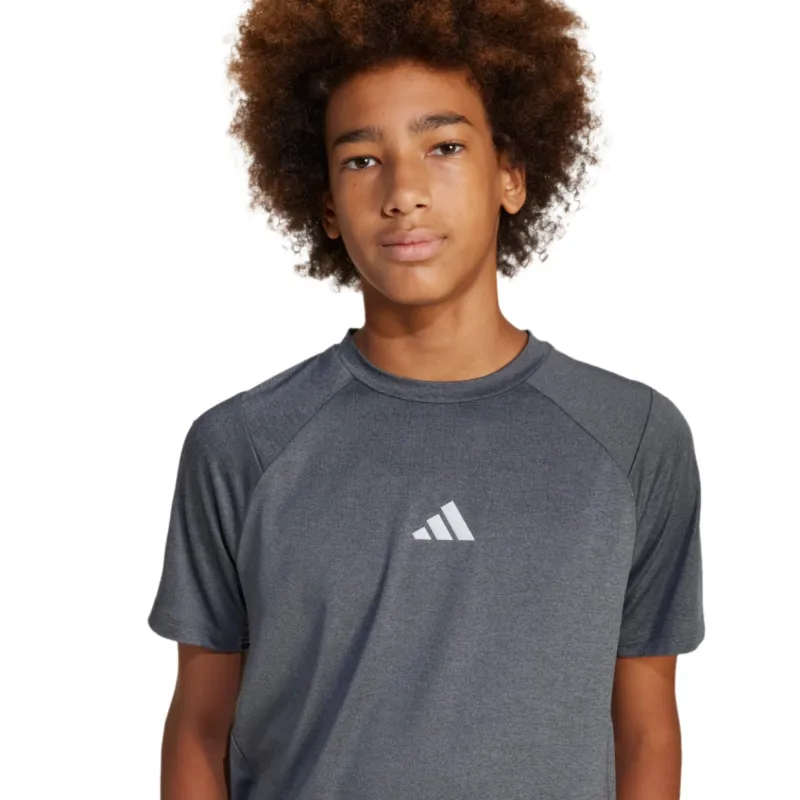 Adidas Boys T-Shirt JJ5050 Black/Grey Three/Reflective Silver - Image 2