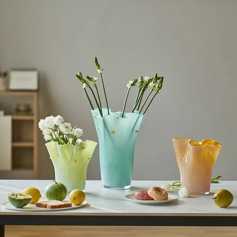 Taffy Wave Glass Flower Vase