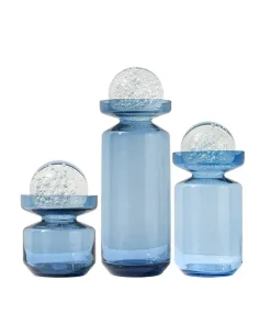 Azure Orbit Glass Vase