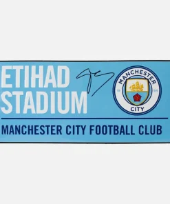 Pep Guardiola Signed Stadium Sign Blue Manchester City