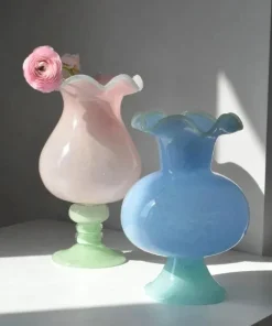 Lily Bloom Pedestal Glass Vase