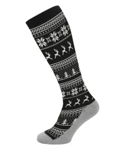MANBI ADULT PERFORMANCE PATTERNED SKI SOCK ALPINE BLACK