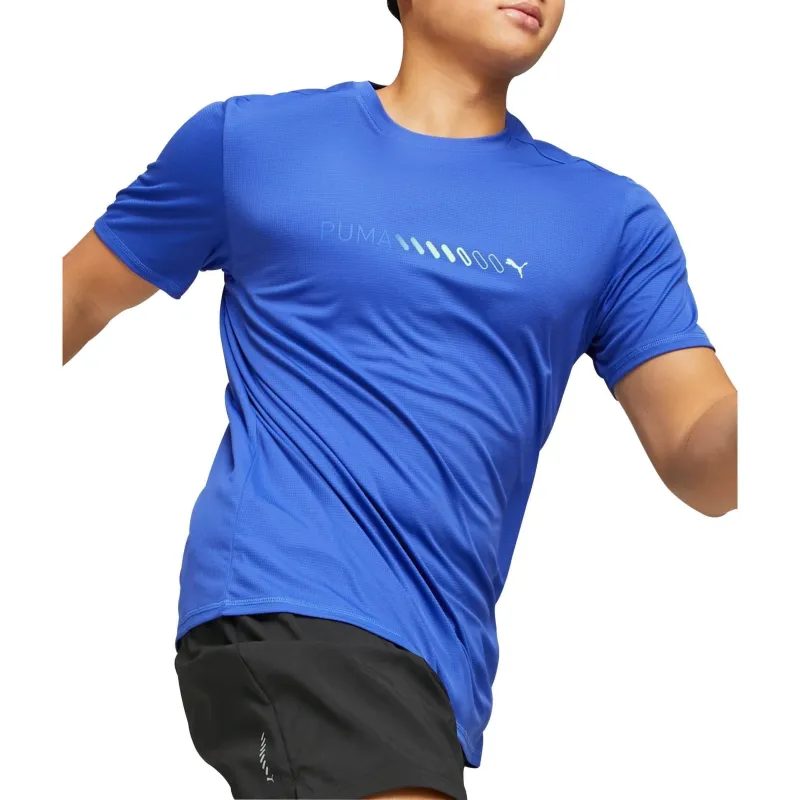 Puma Run Favourite Logo Short Sleeve Mens Running Top - Blue