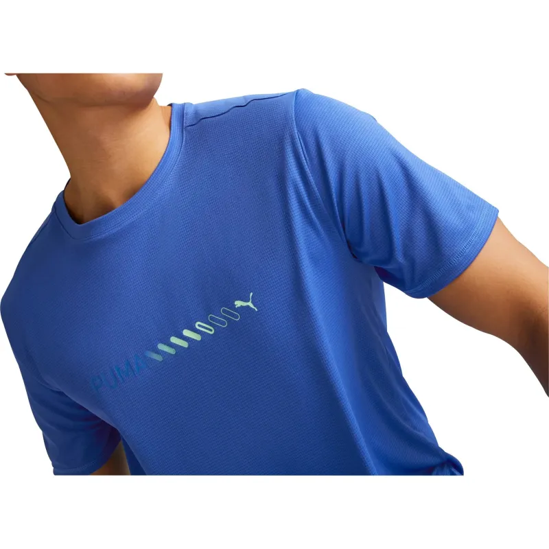 Puma Run Favourite Logo Short Sleeve Mens Running Top - Blue - Image 3