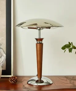 Polaris Wood & Chrome Desk Lamp
