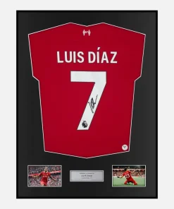 Framed Signed Luis Diaz Liverpool Shirt 2023-24 Home [Classic]