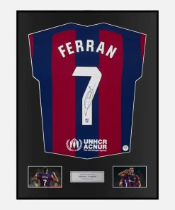 Framed Ferran Torres Signed Barcelona Shirt 2023-24 Home [Classic]
