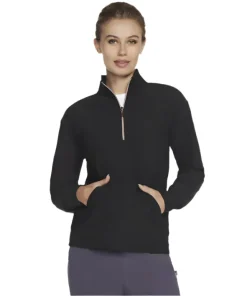 Skechers Womens Sweatshirt Go Luxe Rib ¼ Zip Black