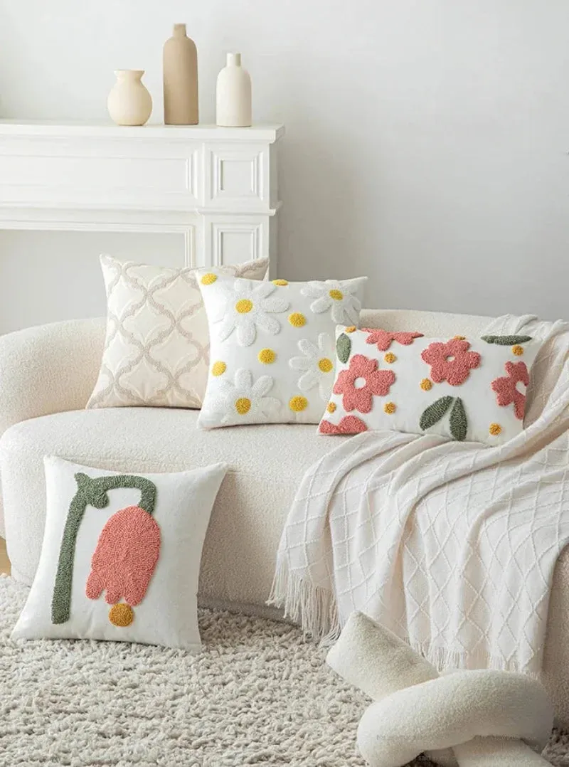 Sweet Daisy Embroidered Pillow - Image 3