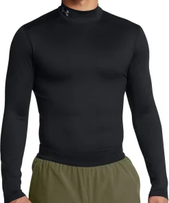 Under Armour ColdGear Elite Compression Mock Long Sleeve Mens Running Top - Black