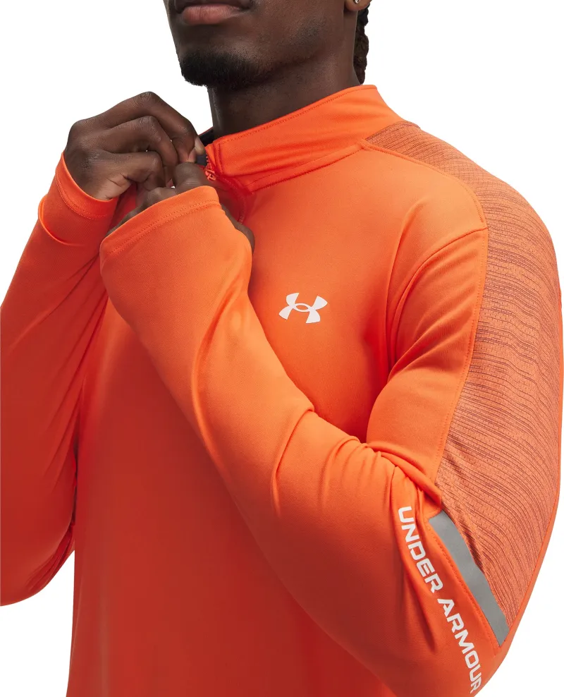 Under Armour Tech Utility Half Zip Long Sleeve Mens Running Top - Orange - Image 3