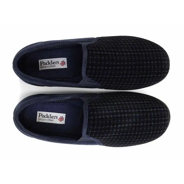 Padders Mens Slipper Albert Navy Check - Image 2