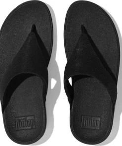FITFLOP WOMENS LULU SHIMMERLUX TOE POST SANDALS - BLACK
