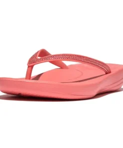 FITFLOP WOMENS IQUSHION SPARKLE FLIP FLOPS - ROSY CORAL