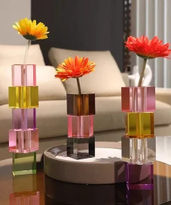Pixel Block Crystal Glass Vase