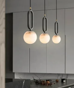Orbit Glow Marble & Brass Pendant Light - Final Sale