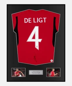 Framed De Ligt Signed Manchester United Shirt Red Home [Classic]