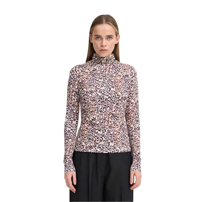 Ichi Womens Shirt LS Nava Brown Leopard - Image 2