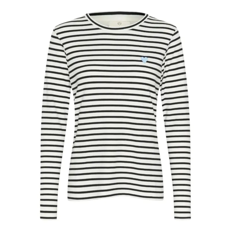 Kaffe Womens T-Shirt Liddy t Chalk/Black-Windsurfer Heart