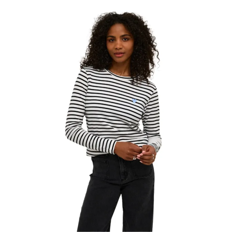 Kaffe Womens T-Shirt Liddy t Chalk/Black-Windsurfer Heart - Image 2