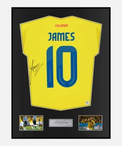 Framed James Rodriguez Signed Colombia Shirt 2024-25 Home [Classic]