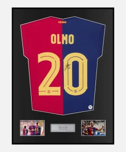 Framed Dani Olmo Signed Barcelona Shirt 2024-25 Home [Classic]